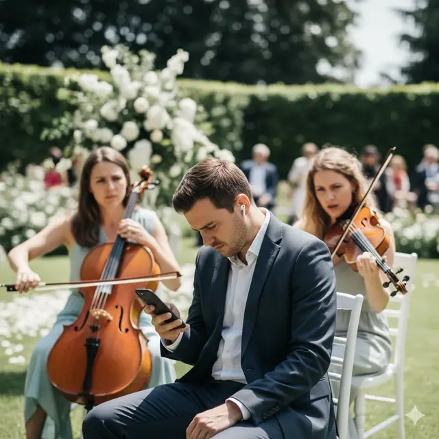 Músicos tocando en ceremonia de boda